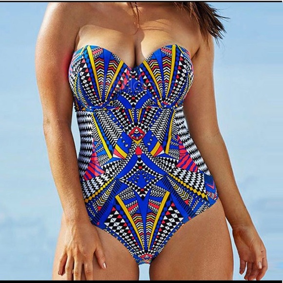 Multicolor Bikini Halter Print Spandex Swimwear SzL - Picture 1 of 3